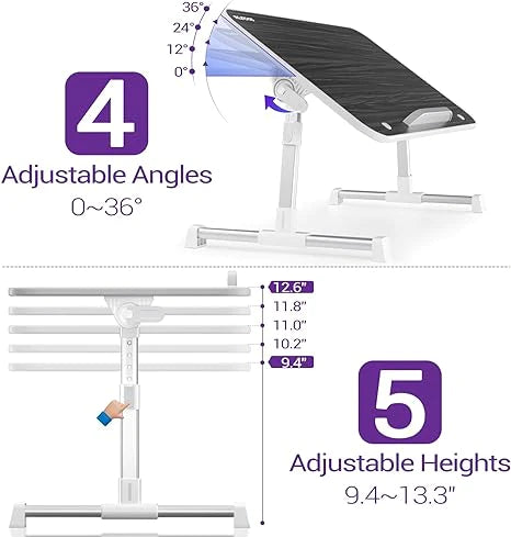 Nearpow Laptop Bed Tray Table, Adjustable Laptop Bed Stand, Portable Standing Table with Foldable Legs, Foldable Lap Tablet Table for Sofa Couch Floor - Medium Size