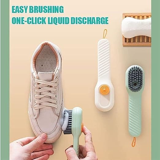 Multifunctional Liquid Shoe Brush, Liquid Shoe Brush, Multifunctional Shoe Brush with Liquid Box, Liquid Adding Soft Fur Cleaning Brush (Green)