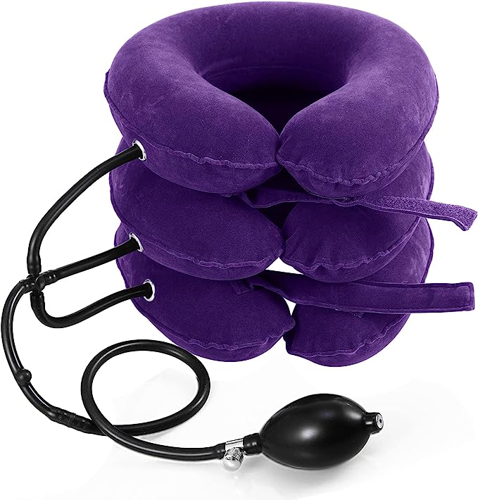 Jaximy Neck Stretcher for Neck Pain Relief, Cervical Traction Device, Neck Traction Device, Adjustable Inflatable Neck Brace & Cervical Neck Traction Device Home Use Decompression(Purple)