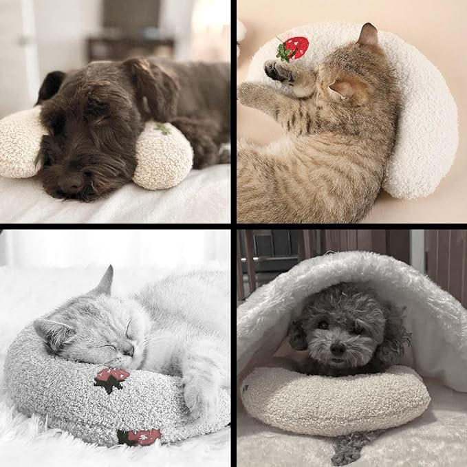 Petchoy Calming Pillow for Cats Kitten Neck Protector Cat Dog Deep Sleep U-Shaped Pillow Pet Sleeping Pillow Soft Headrest Pet Supplies (Blue Pillow)