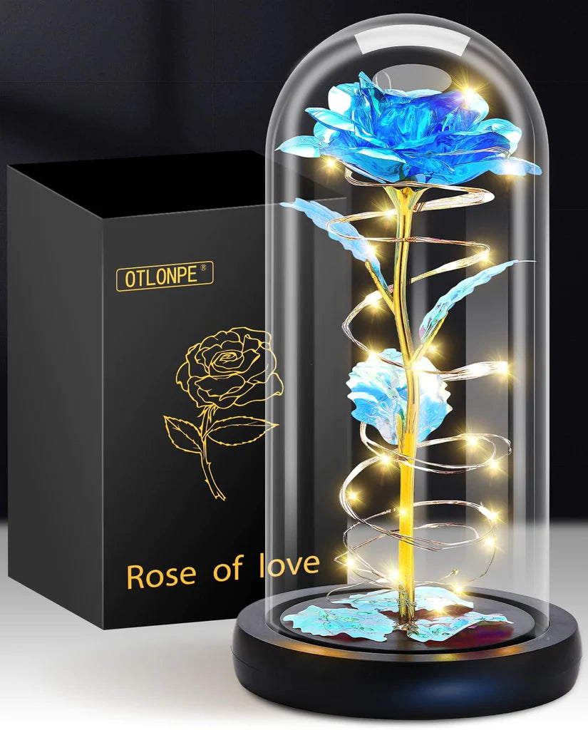 Otlonpe Rose Flower Gifts for Women,Valentines Day Gifts for Her,Birthday Gifts for Women,Gifts for Mom,Light Up Glass Rose Gifts for Girlfriend Wife,Moms Gifts for Mothers Day