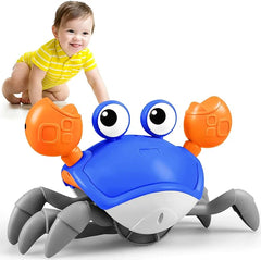 ZHVV Crawling Crab Toy, Infant Tummy Time Baby Toys, Fun Interactive Dancing Walking Moving Toy Babies Sensory Induction Crabs with Music, Baby Toys Boys Girls Toddler Birthday Gift