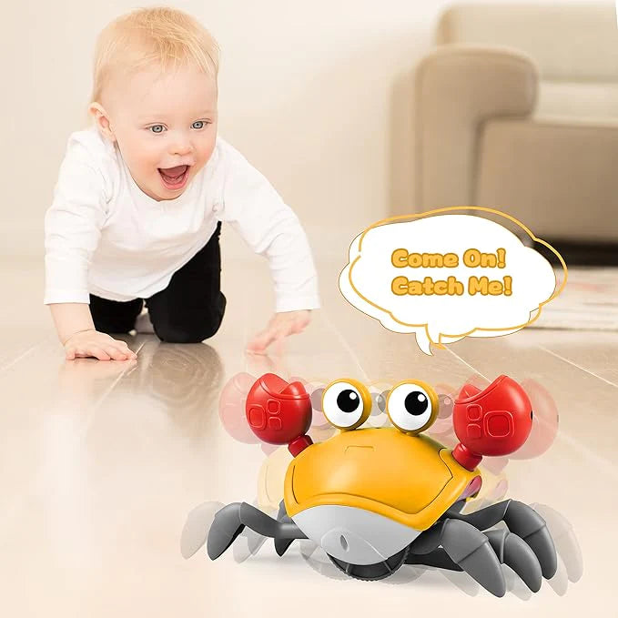 ZHVV Crawling Crab Toy, Infant Tummy Time Baby Toys, Fun Interactive Dancing Walking Moving Toy Babies Sensory Induction Crabs with Music, Baby Toys Boys Girls Toddler Birthday Gift