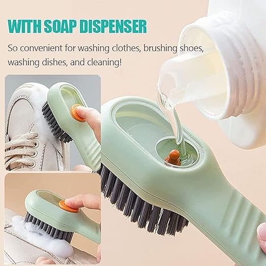 Multifunctional Liquid Shoe Brush, Liquid Shoe Brush, Multifunctional Shoe Brush with Liquid Box, Liquid Adding Soft Fur Cleaning Brush (Green)