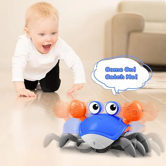 ZHVV Crawling Crab Toy, Infant Tummy Time Baby Toys, Fun Interactive Dancing Walking Moving Toy Babies Sensory Induction Crabs with Music, Baby Toys Boys Girls Toddler Birthday Gift